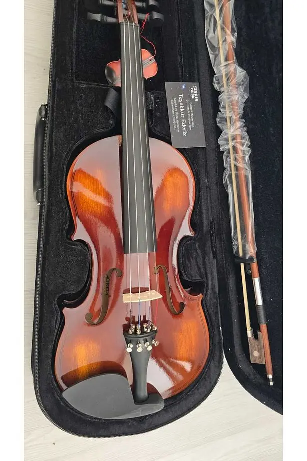 AL44251 Parlak 4/4 Keman (Keman, Yay, Reçine, Keman Çantası)