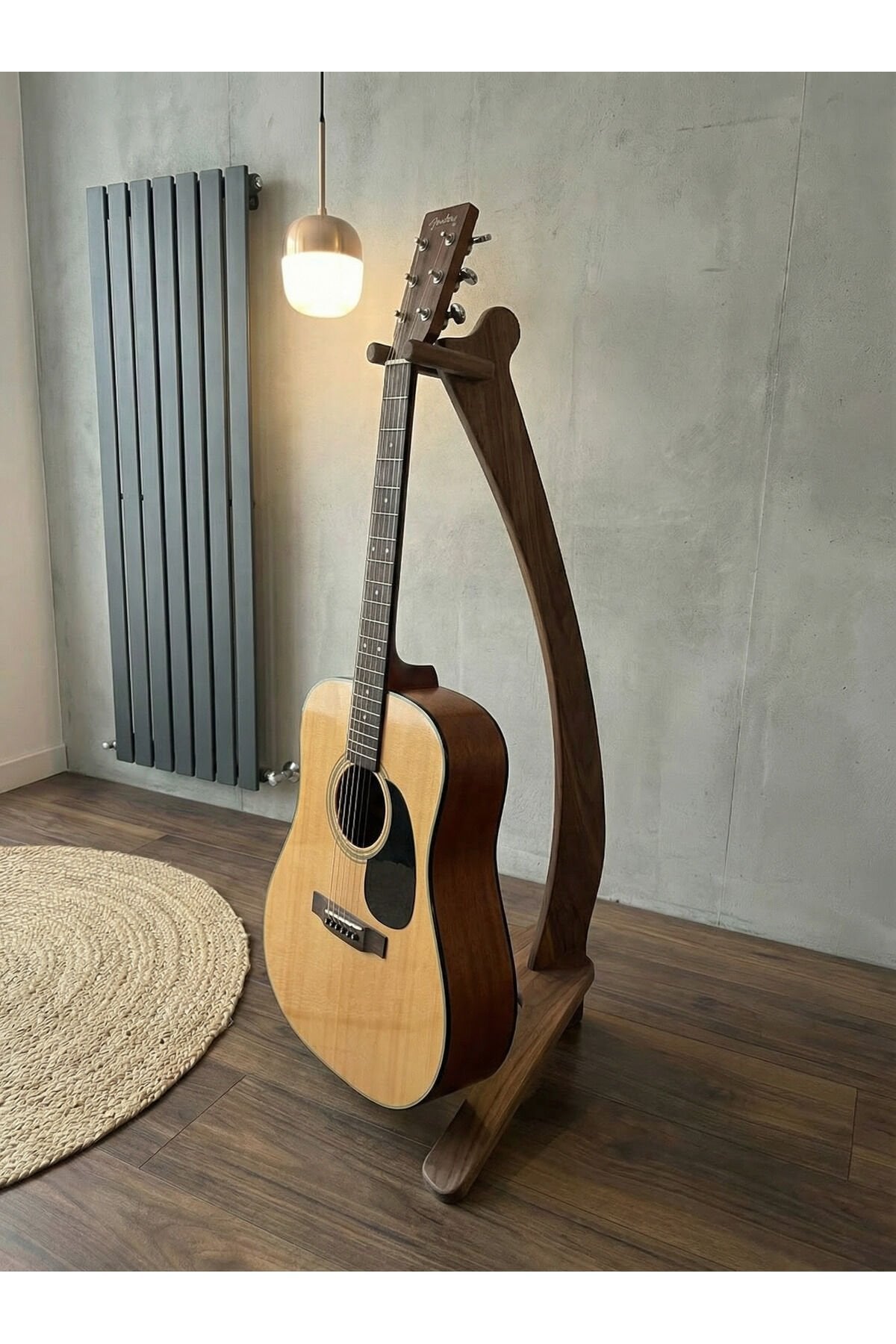 MNT02 Koyu Huş Ahşap Tasarım Gitar Enstrüman Sehpası Ayaklık