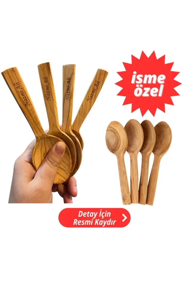 Ankara Zeytin Oyun Kaşığı Takımı-İsme Özel (Şimşir Kaşık Kalitesinde)