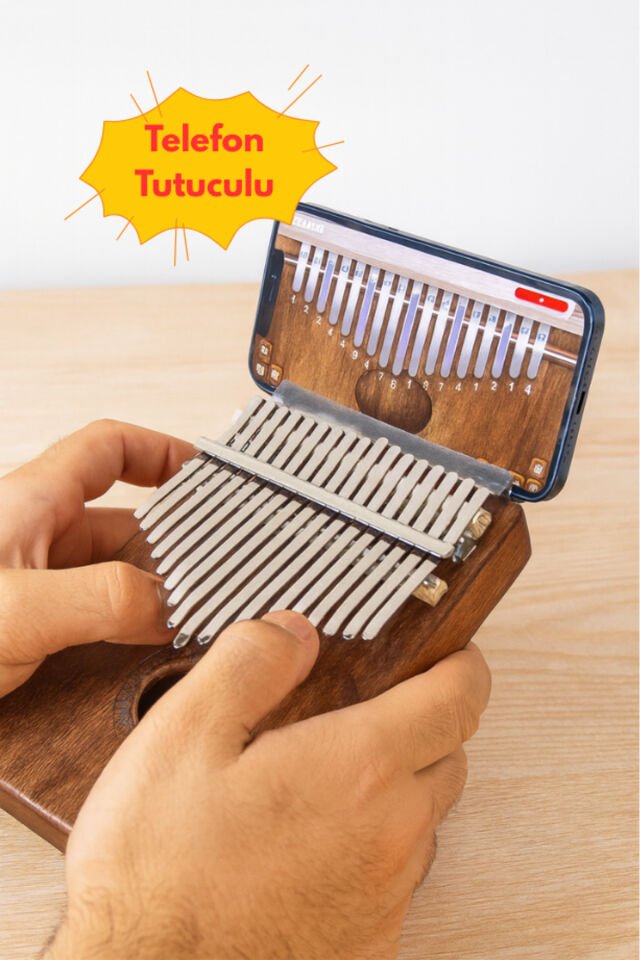 Telefon Tutuculu 17 Tuşlu Maun Kalimba Seti