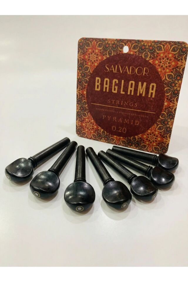 Nokta Sedefli Abanoz Bağlama Saz Burgu Takımı (7 Adet) 0.20 Bağlama Teli