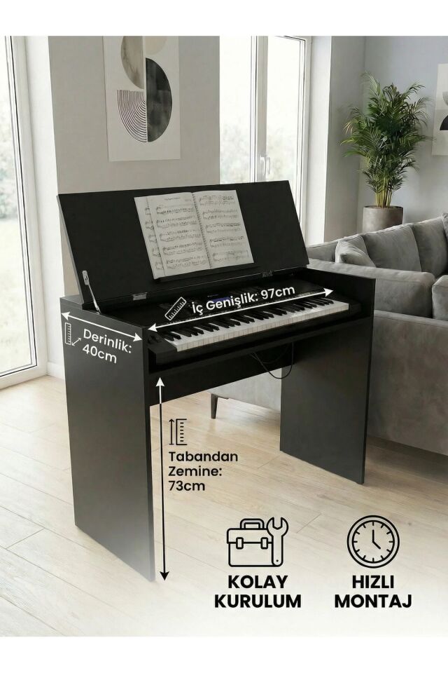 PS98 PS68 NEM 3100 Siyah Kapaklı Notalık Tuş Hassasiyetli Org Ahşap Org Sehpası Org Standı Klavye Sehpası