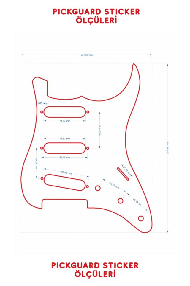 Strat Kasa Elektro Gitar Sss Pickguard Sticker (Rose and Skull)