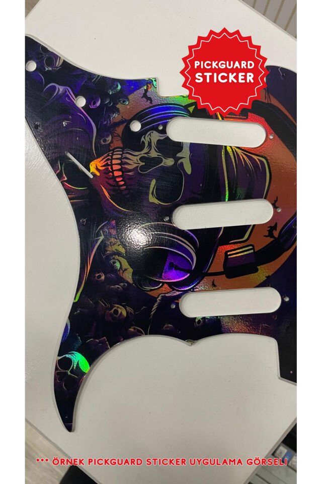 Strat Kasa Elektro Gitar Sss Pickguard Sticker (SKULL2)