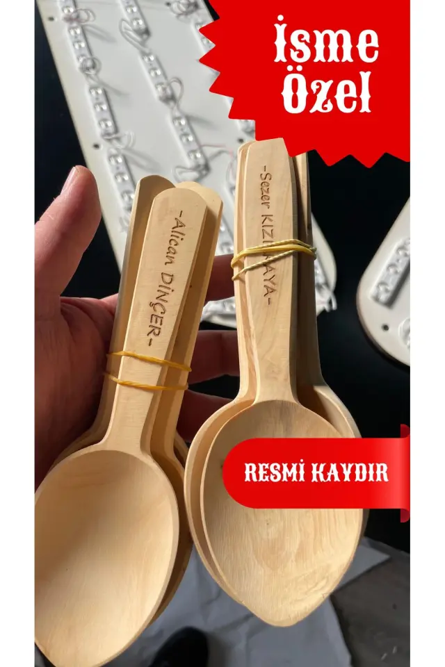 Şimşir Oyun Kaşığı (4 Adet) - İsme Özel Sipariş