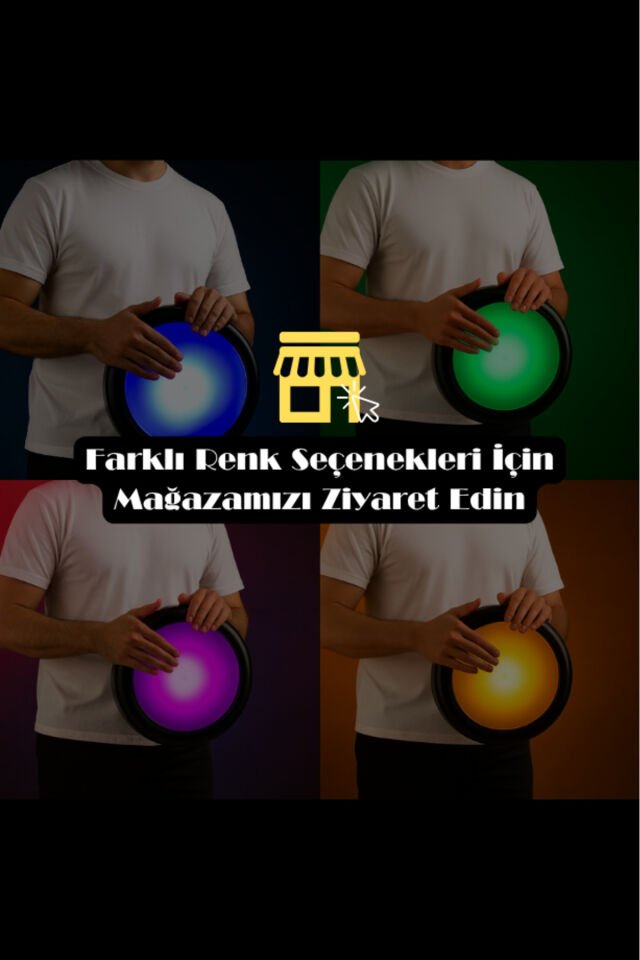 Ritme Duyarlı Yeşil Işıklı Erzincan İşlemeli Döküm Darbuka Kılıfı + Led Projektör