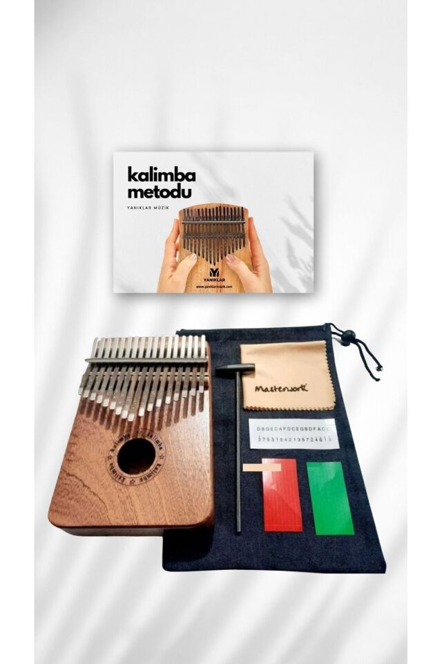 Telefon Tutuculu 17 Tuşlu Maun Kalimba + Çekiç Ve Kılıf + Kalimba Metodu