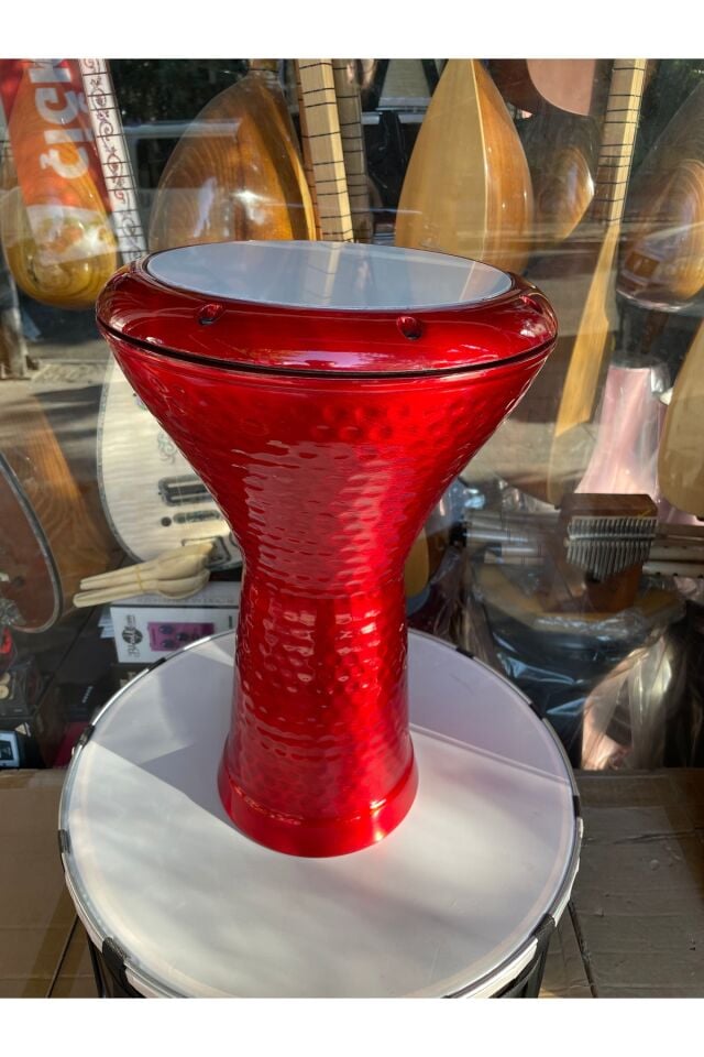 Profesyonel Döküm Darbuka Büyük Boy Mısır Çömlek Darbuka Parlak Kırmızı