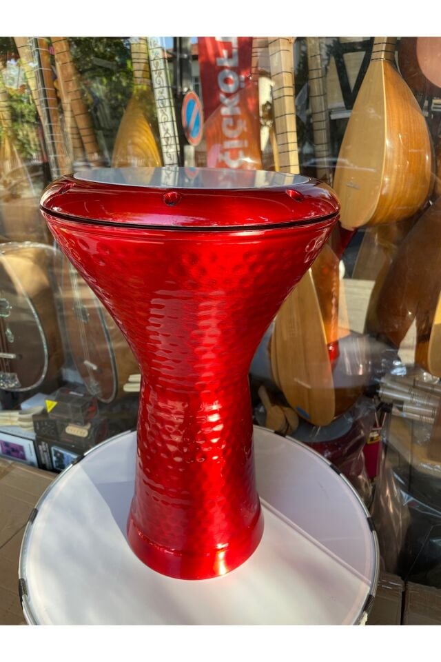 Profesyonel Döküm Darbuka Büyük Boy Mısır Çömlek Darbuka Parlak Kırmızı