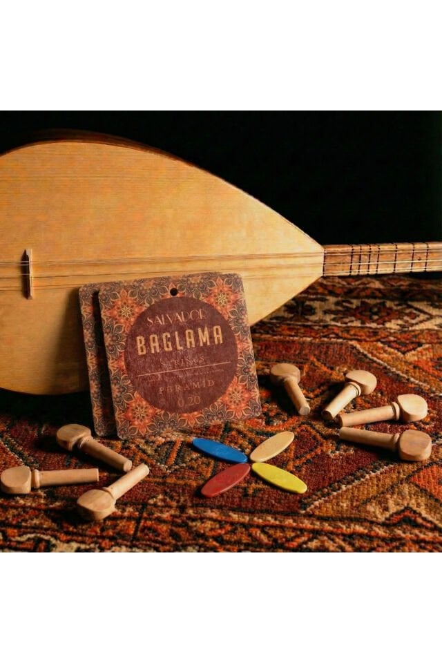 2 Takım Premium 0.20 Bağlama Teli Mızrap Tezene Seti Burgu Kulağı Tam Set (0.20 UZUN SAP)