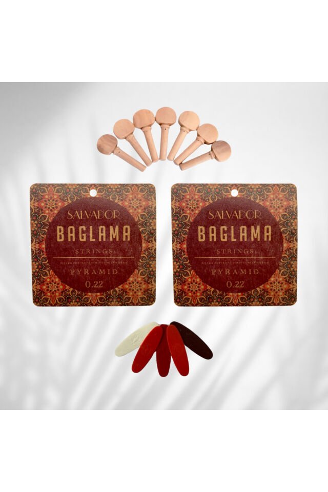 2 Takım Premium 0.22 Bağlama Teli Mızrap Tezene Seti Burgu Kulağı Tam Set (0.22 DİVAN BAĞLAMA)
