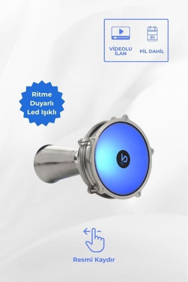 SV102AL Mavi LED Işıklı 31cm Çocuklar İçin Ritme Duyarlı Alüminyum Klasik Darbuka