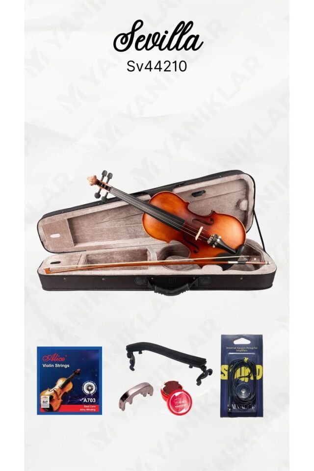 Sevilla Sv44210 4/4 Keman Seti (KEMAN TELİ KEMAN YASTIĞI SUSTURUCU REÇİNE VAKUMLU MİKROFON)