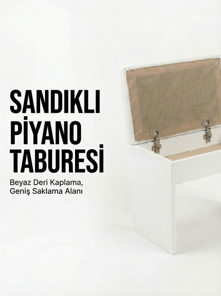 TBRSD-WH Sandıklı Piyano Taburesi (Beyaz)