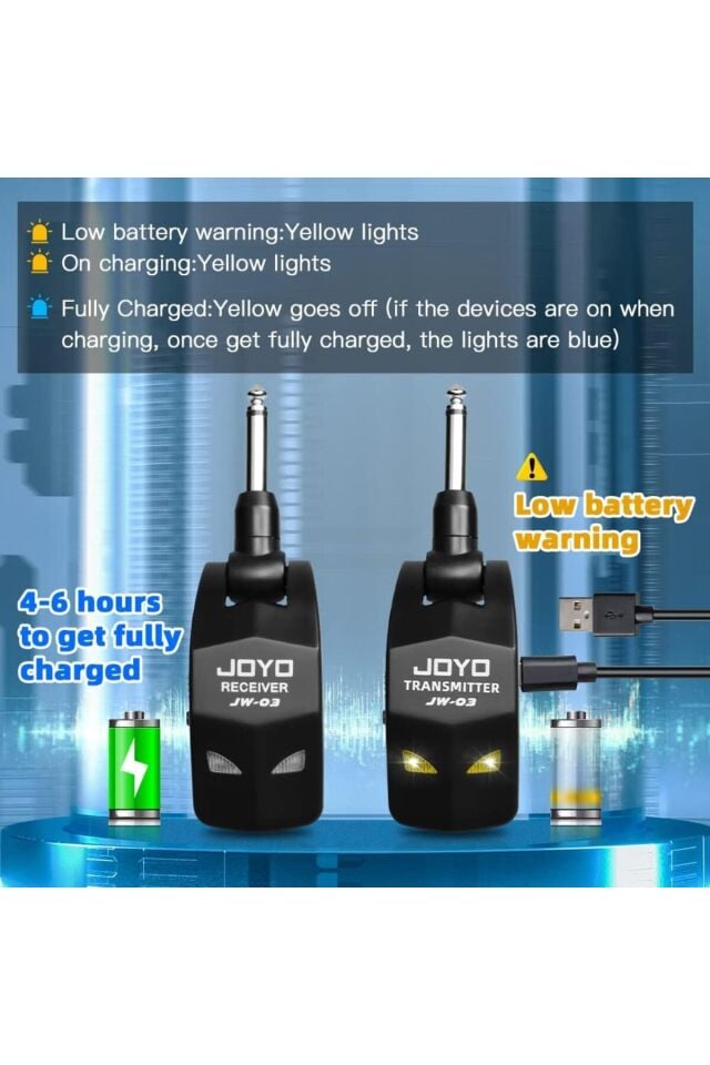 JW-03 2.4G Wireless Gitar kablosuz gitar verici alıcı dijital ŞARJLI
