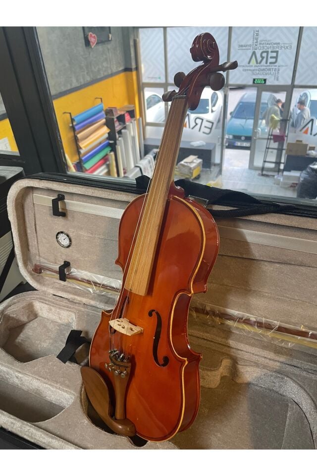 Profesyonel 4/4 Kare Kutu Gül Klavye Parlak Cila Keman