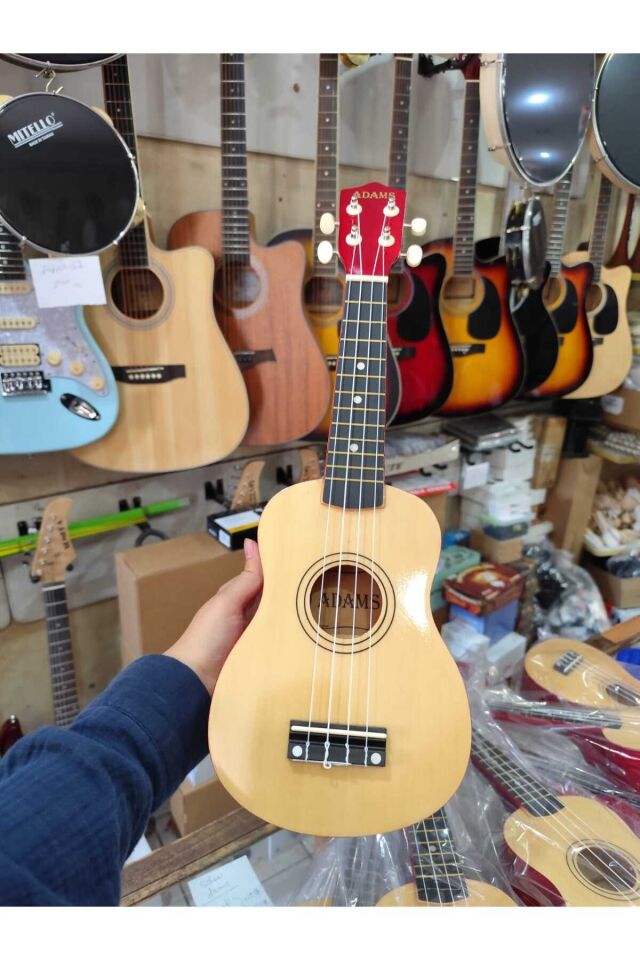 Soprano Ukulele Naturel/Kırmızı 4 Telli Çocuk Ukulele Kırmızı