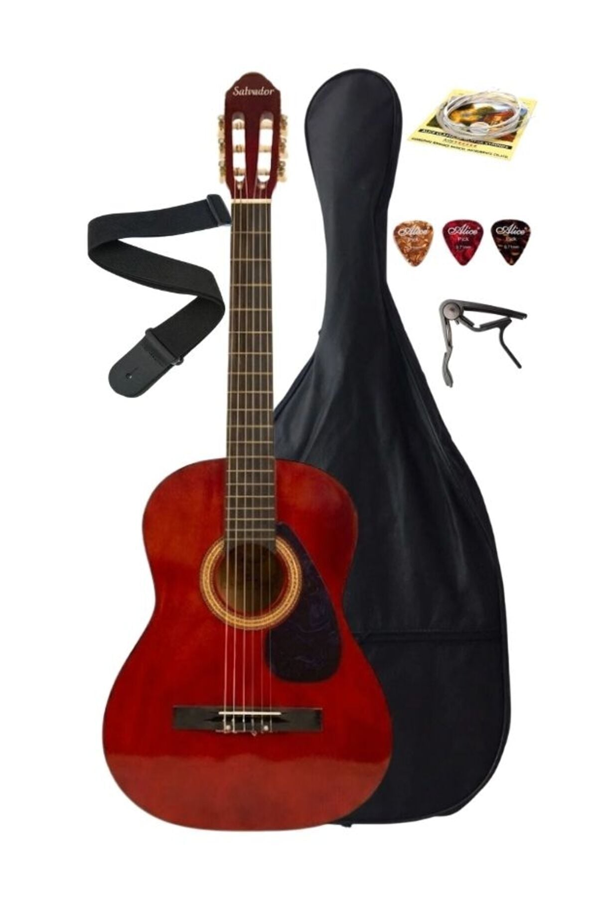 ATL441708 Klasik Gitar 4/4 Yetişkin Boy Sap Ayarlı Full Set Bordo