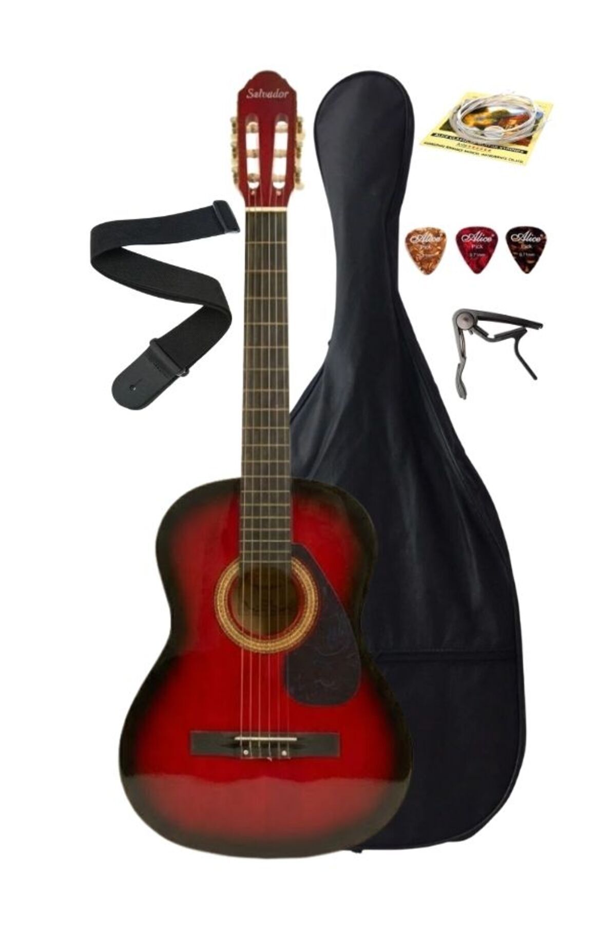 ATL441708 Klasik Gitar 4/4 Yetişkin Boy Sap Ayarlı Full Set Kırmızı