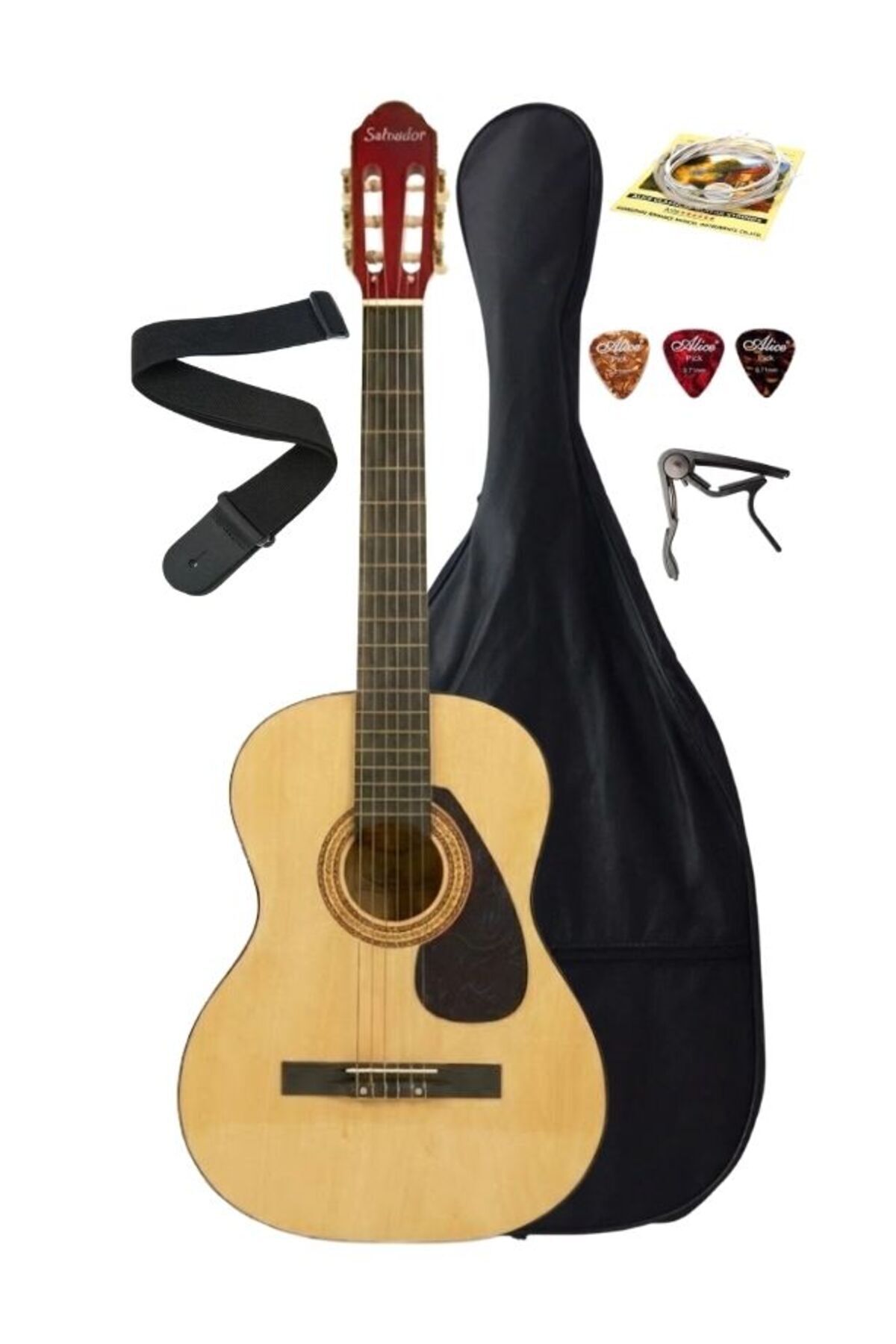 ATL441708 Klasik Gitar 4/4 Yetişkin Boy Sap Ayarlı Full Set Bej
