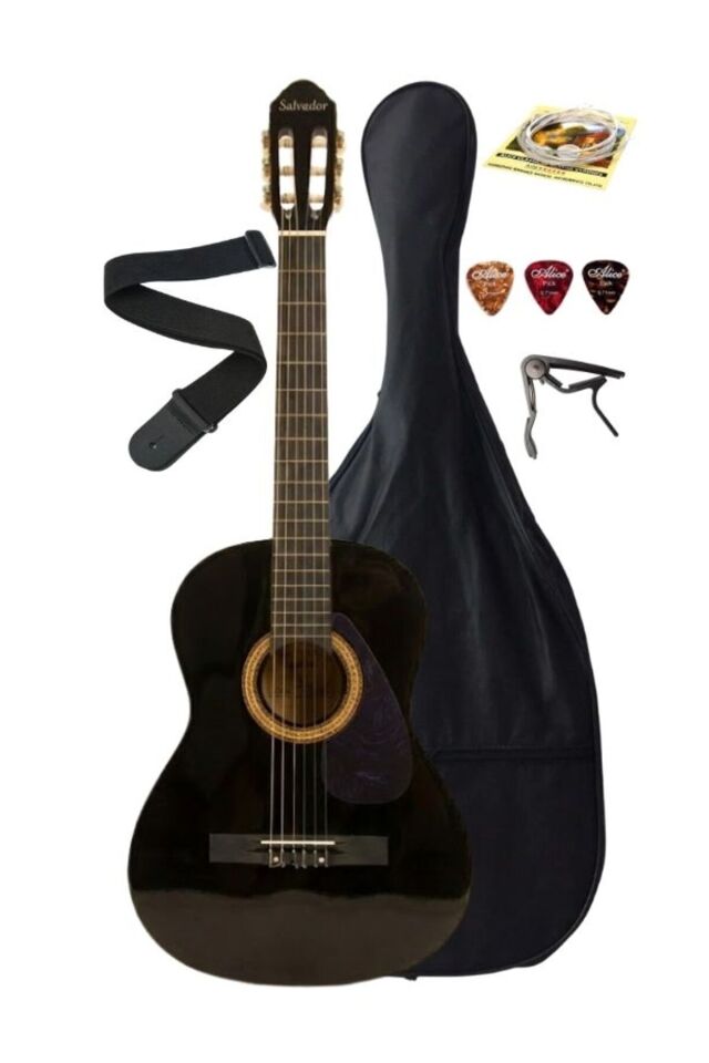 ATL441708 Klasik Gitar 4/4 Yetişkin Boy Sap Ayarlı Full Set Siyah