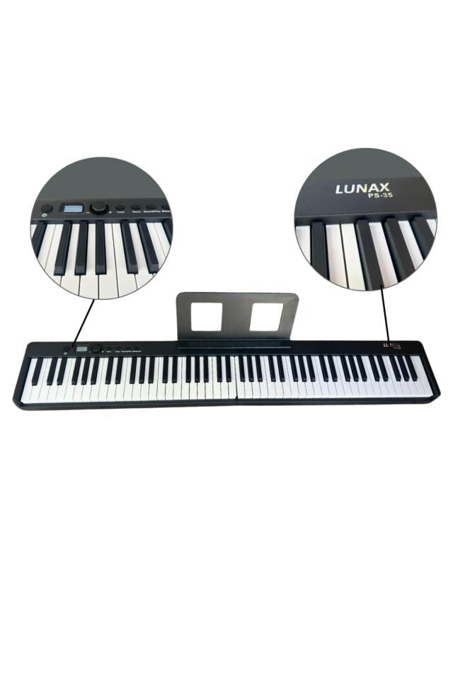 LUNAX PS-35 Katlanabilir Dijital Piyano 88 Tuş Siyah