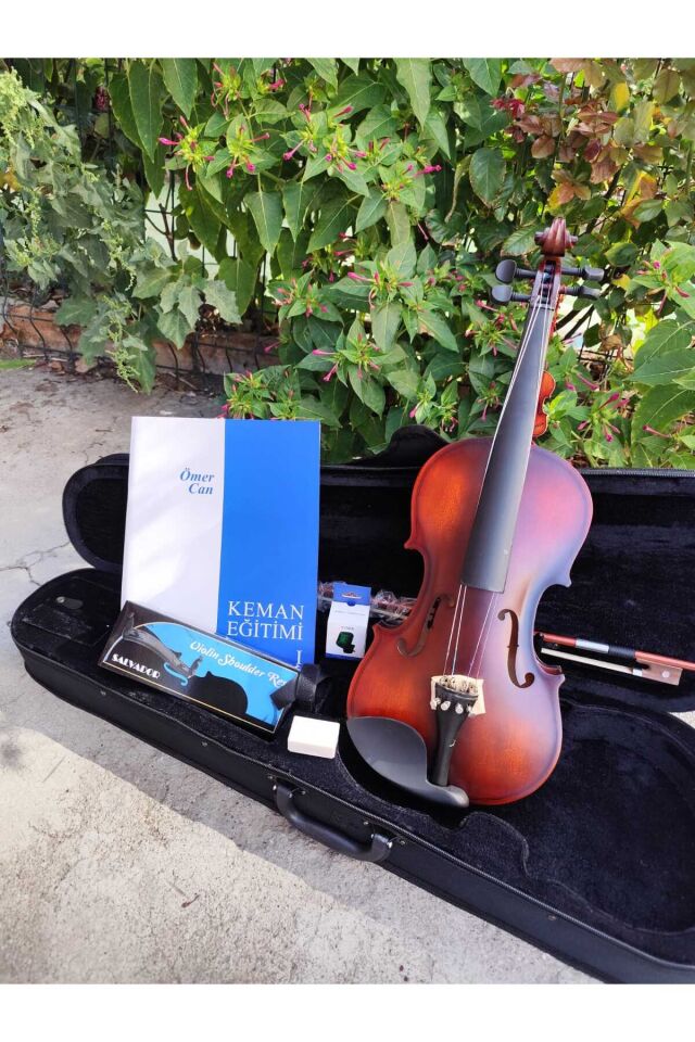 4/4 Mat Keman Full Set (Metod Kitabı, Yastık, Nota Sticker, Akort Aleti)