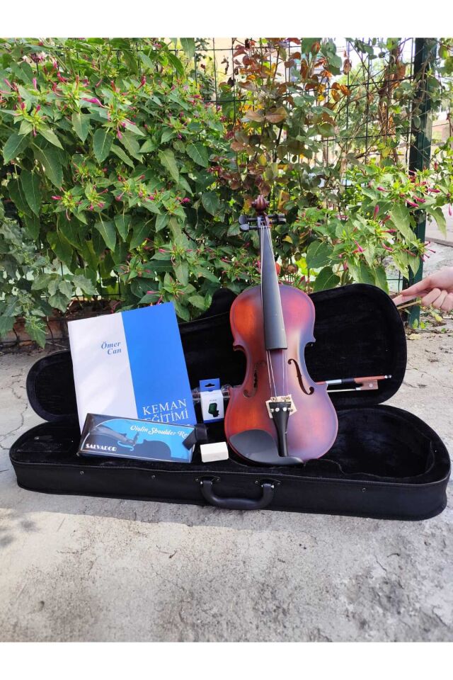 4/4 Mat Keman Full Set (Metod Kitabı, Yastık, Nota Sticker, Akort Aleti)