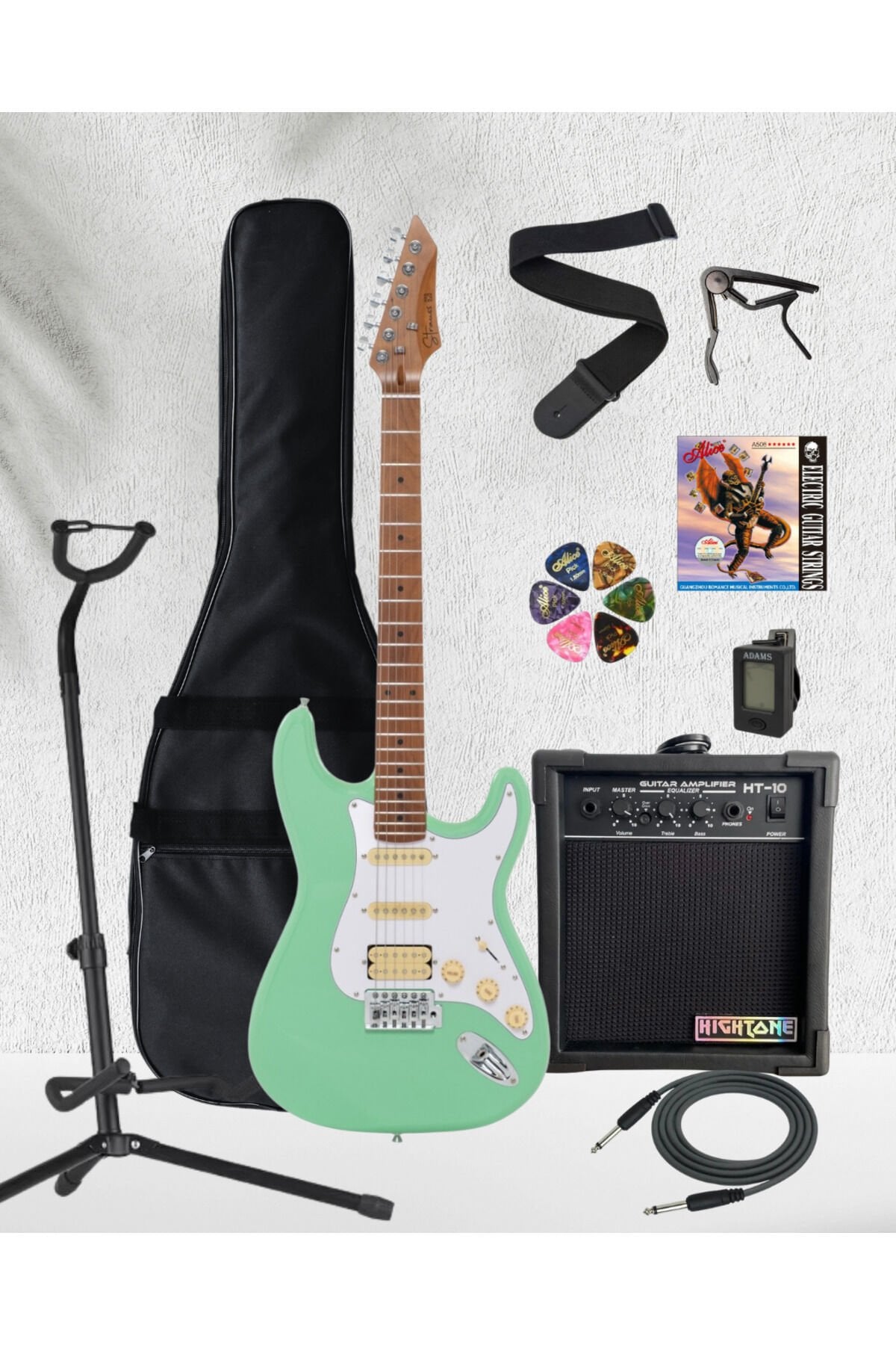Strauss ESH-112 HSS Elektro Gitar FULL SET Mint Yeşili