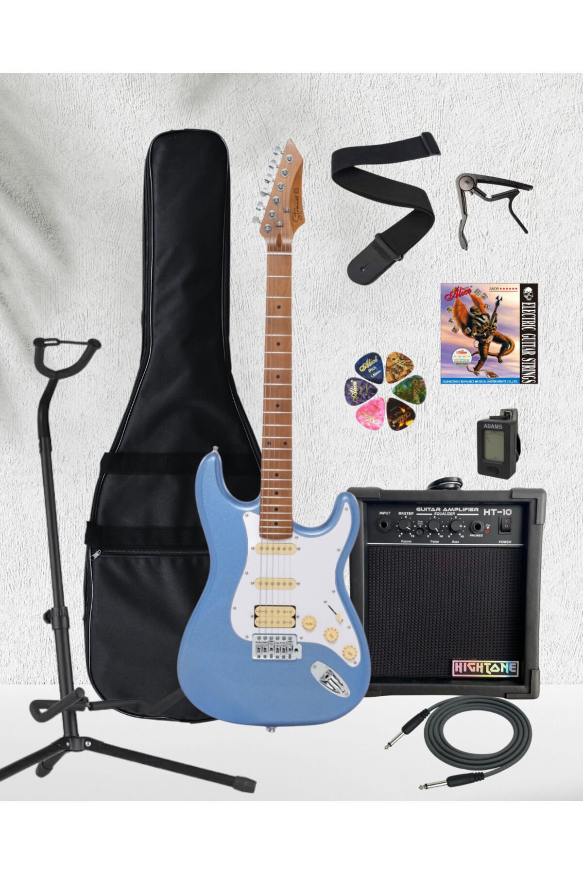 Strauss ESH-112 HSS Elektro Gitar FULL SET Koyu Mavi