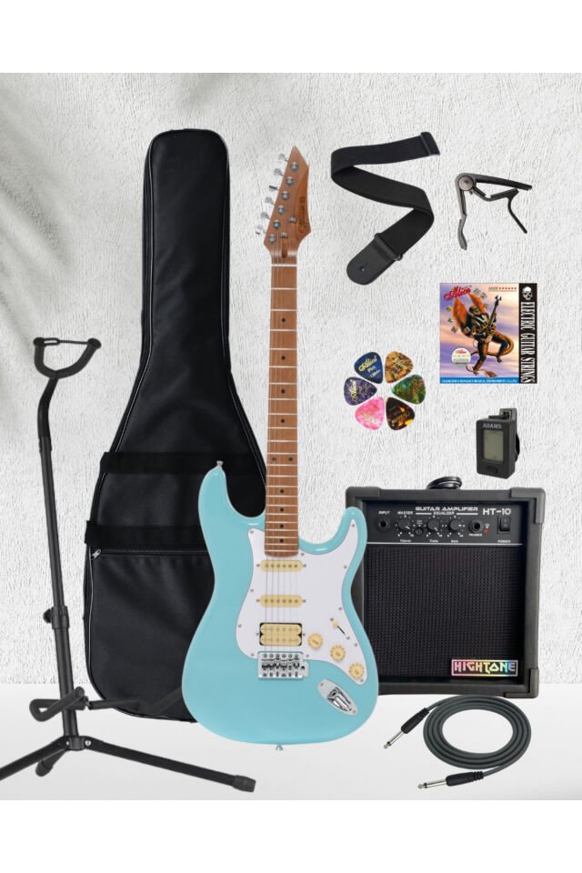 Strauss ESH-112 HSS Elektro Gitar FULL SET Gök Mavisi