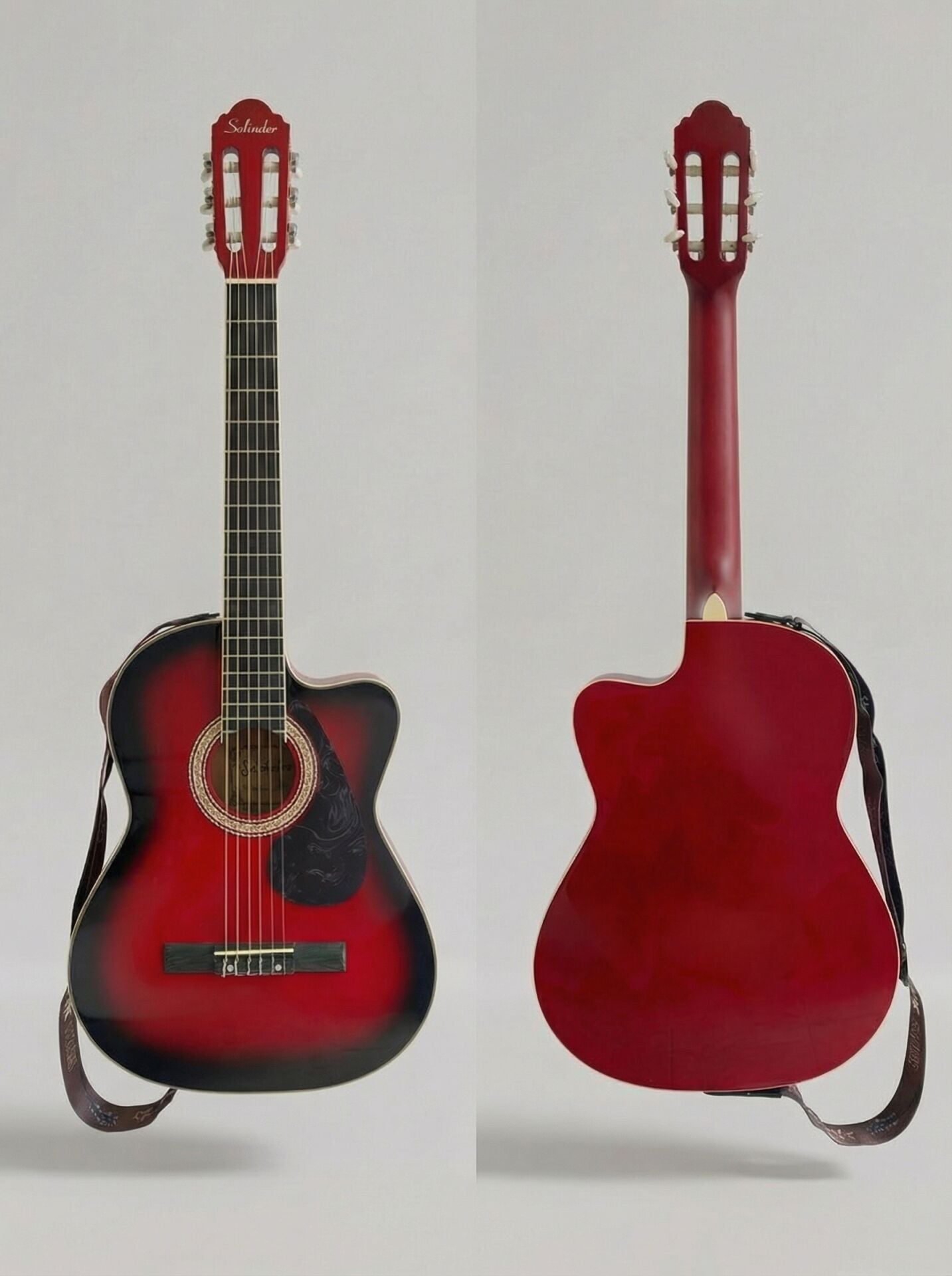 YNK2003C | Klasik Gitar Kesik Kasa Cutaway Sap Ayarlı -  (Pedli Kılıf, Kapo, Pena ve Gitar Askısı Hediye) bordo