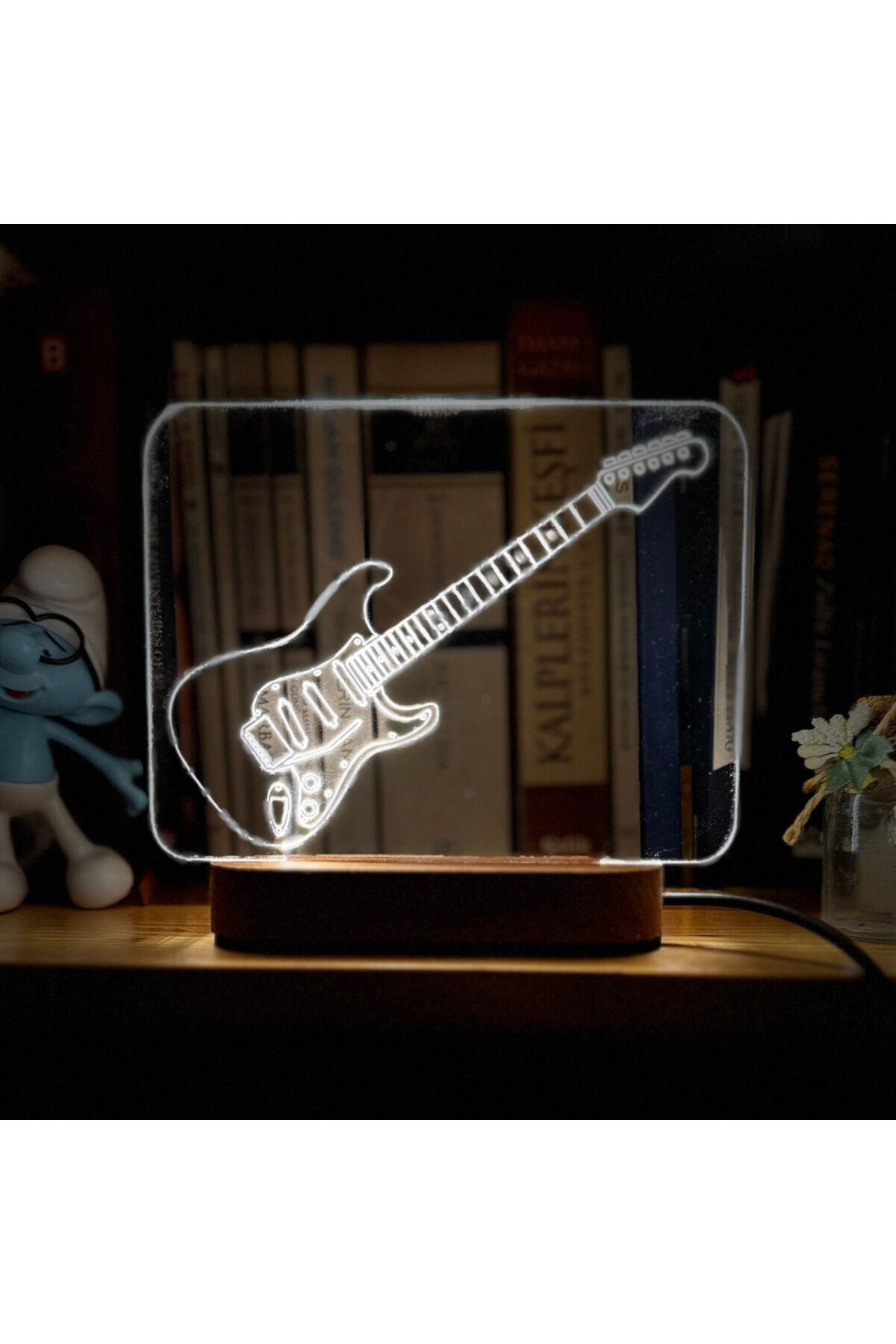 Özel Tasarım Elektro Gitar - Gece Lambaları - Strat Kasa SSS Beyaz