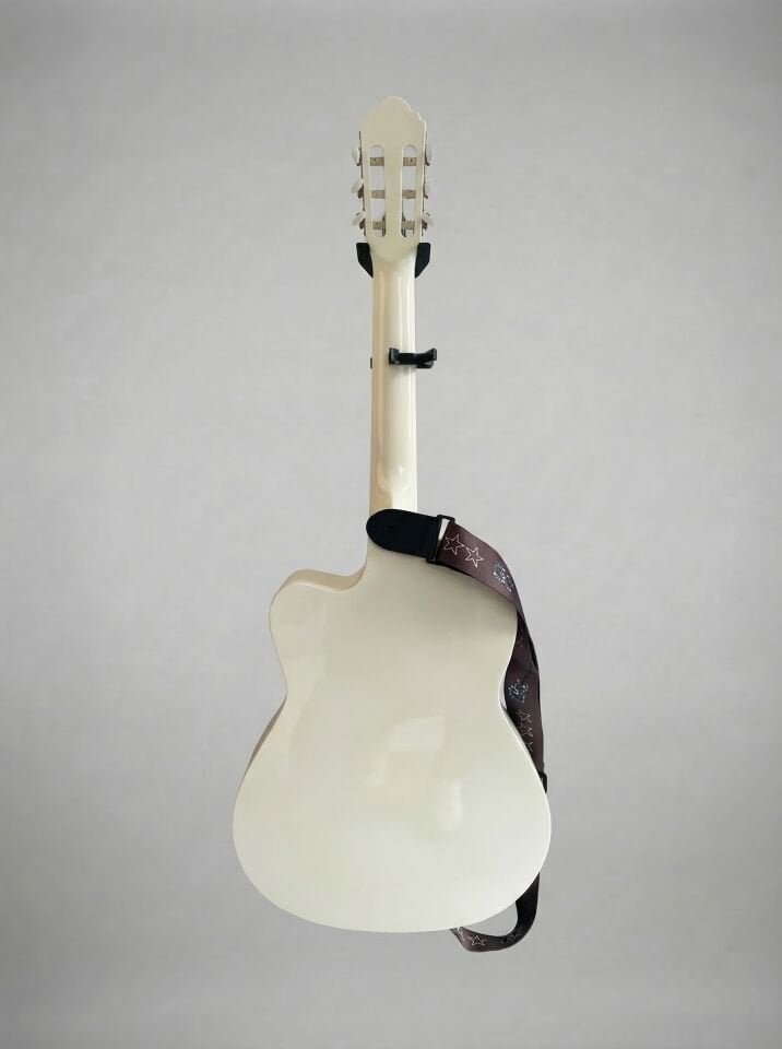 YNK2003C Klasik Gitar Kesik Kasa Cutaway Sap Ayarlı Pedli Kılıf Hediye beyaz