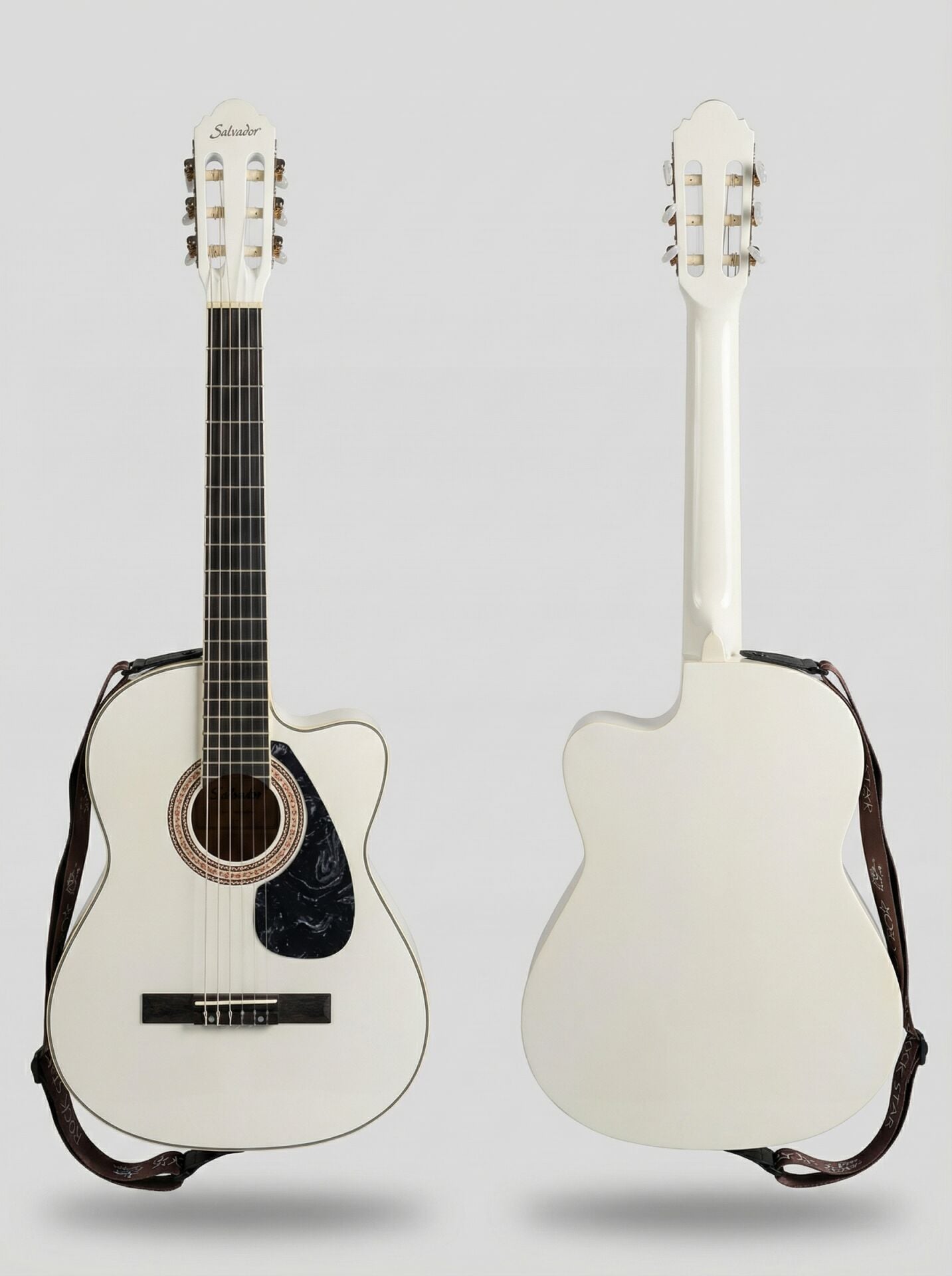 YNK2003C | Klasik Gitar Kesik Kasa Cutaway Sap Ayarlı -  (Pedli Kılıf, Kapo, Pena ve Gitar Askısı Hediye) beyaz