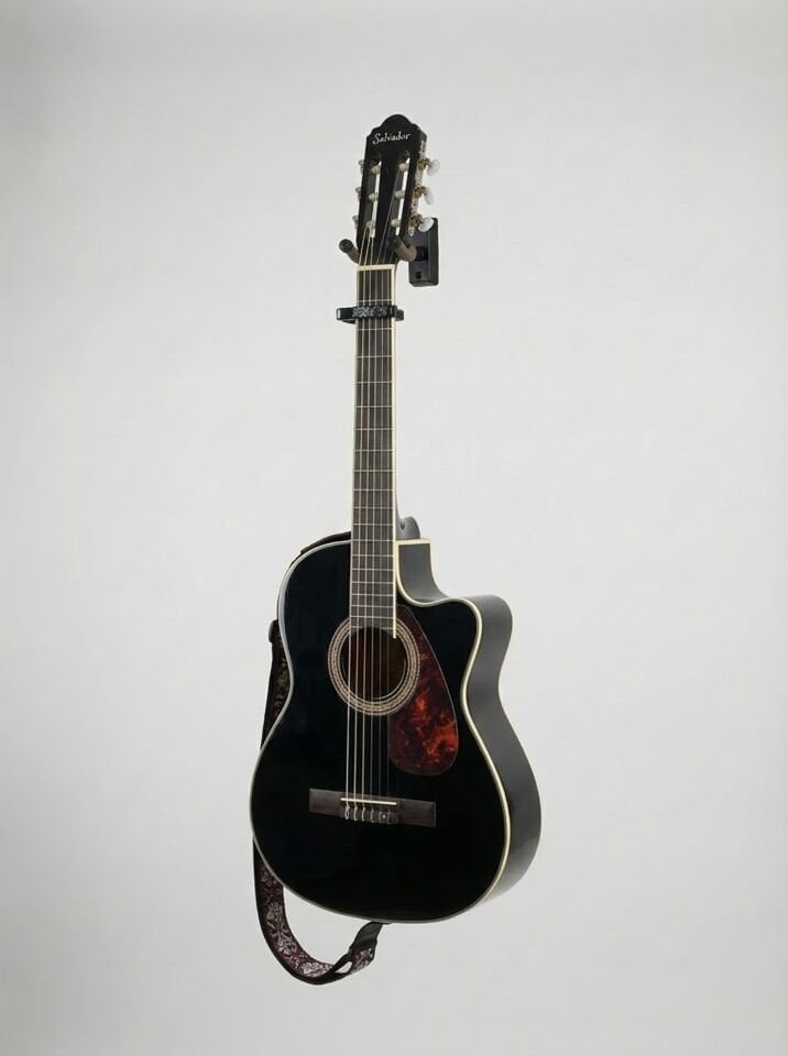 YNK2003C | Klasik Gitar Kesik Kasa Cutaway Sap Ayarlı -  (Pedli Kılıf, Kapo, Pena ve Gitar Askısı Hediye) siyah