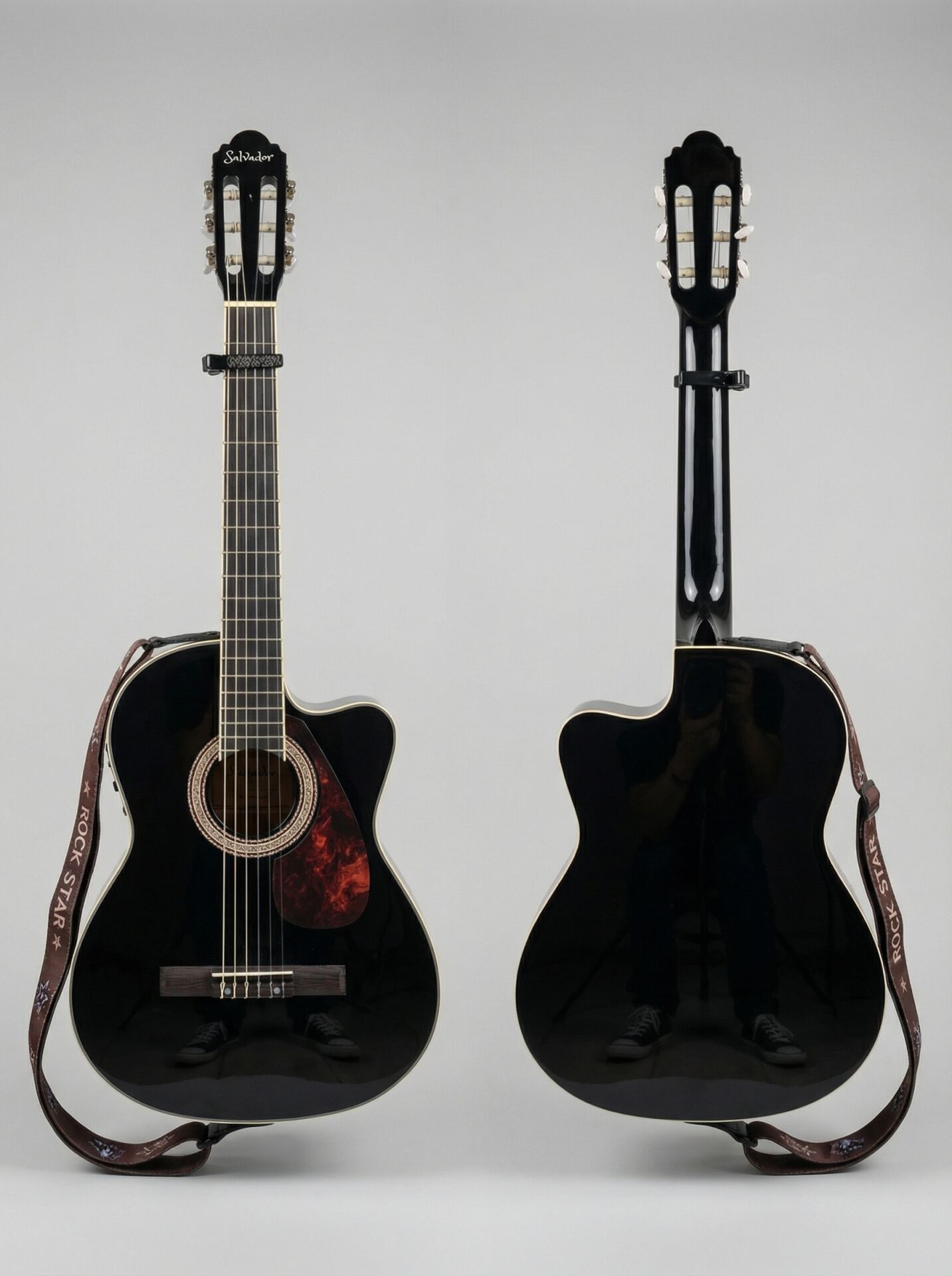 YNK2003C | Klasik Gitar Kesik Kasa Cutaway Sap Ayarlı -  (Pedli Kılıf, Kapo, Pena ve Gitar Askısı Hediye) siyah