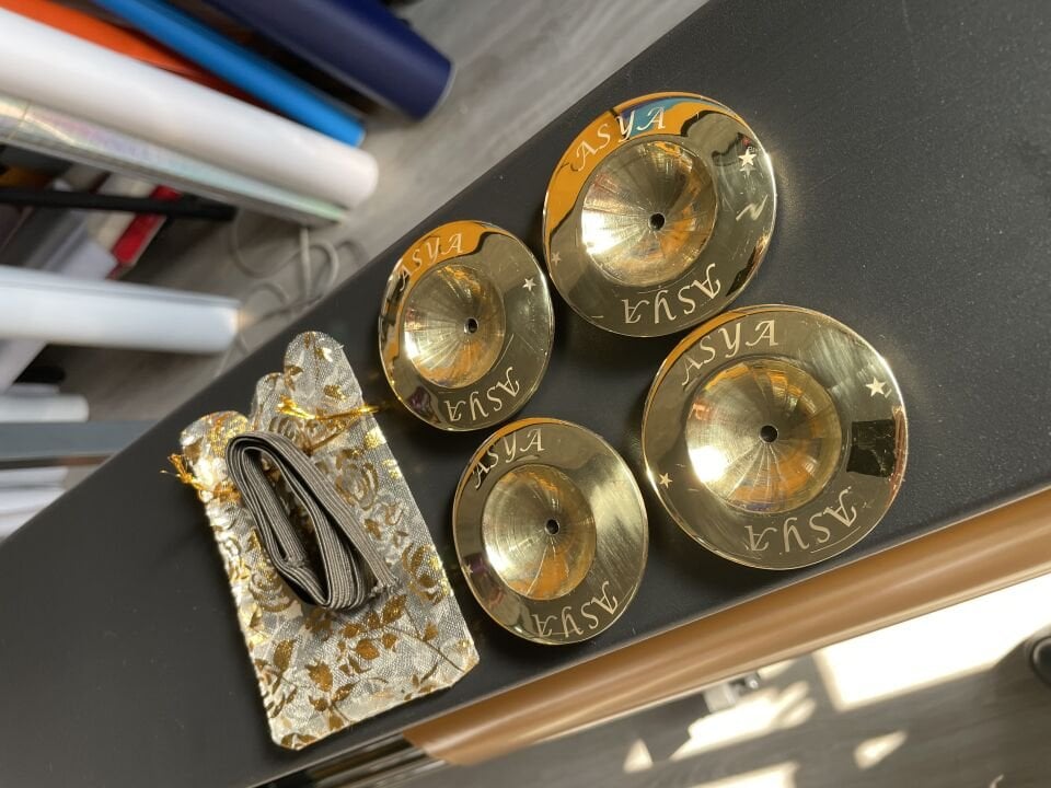 İsme Özel Oryantal Parmak Zil Pirinç Döküm 480gr (Lastik Dahil , Büyük Boy )