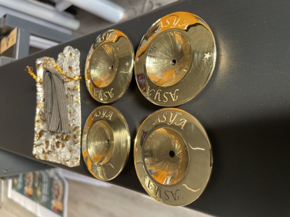 İsme Özel Oryantal Parmak Zil Pirinç Döküm 480gr (Lastik Dahil , Büyük Boy )