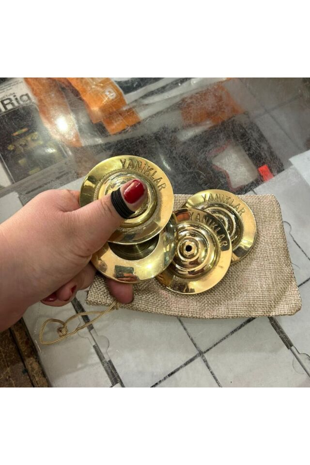 İsme Özel Oryantal Parmak Zil Pirinç Döküm 480gr (Lastik Dahil , Büyük Boy ) Sarı