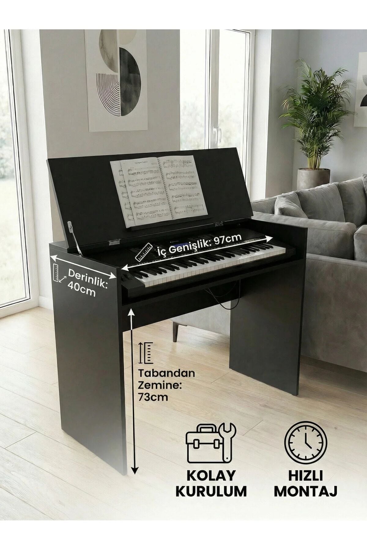 Montavo Kapaklı Notalıklı Ahşap Org Sehpası (CT-X700 CT-S300 PS98 / PS68 / NEM-3100 Uyumlu)