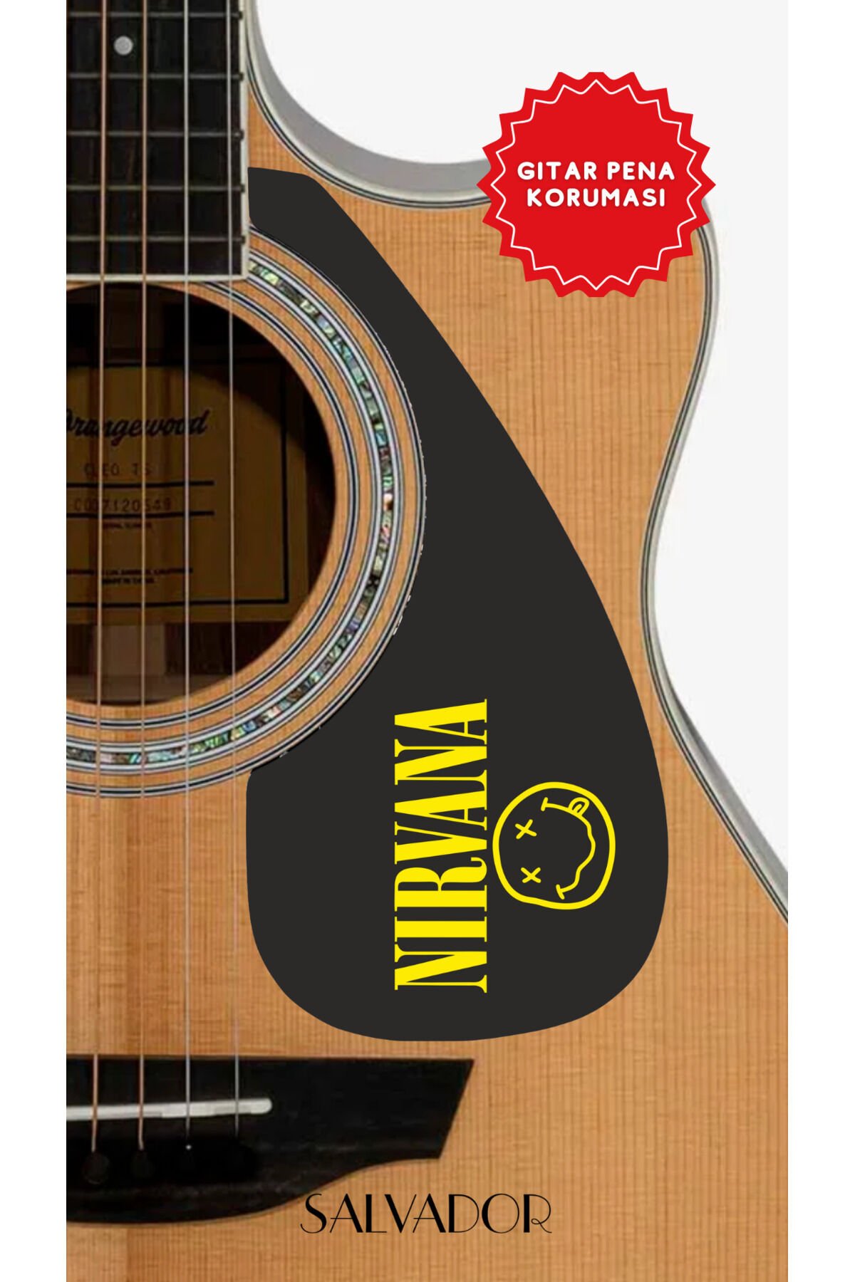 Akustik Gitar Pickguard - Kendinden Yapışkanlı Pena Korumalığı Nirvana