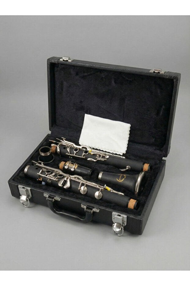 KL093 4 Yüzüklü Sol Klarnet - Abonoz Ağacı Tozu Kompozit, Nota Sehpası ve Özel Çanta Seti