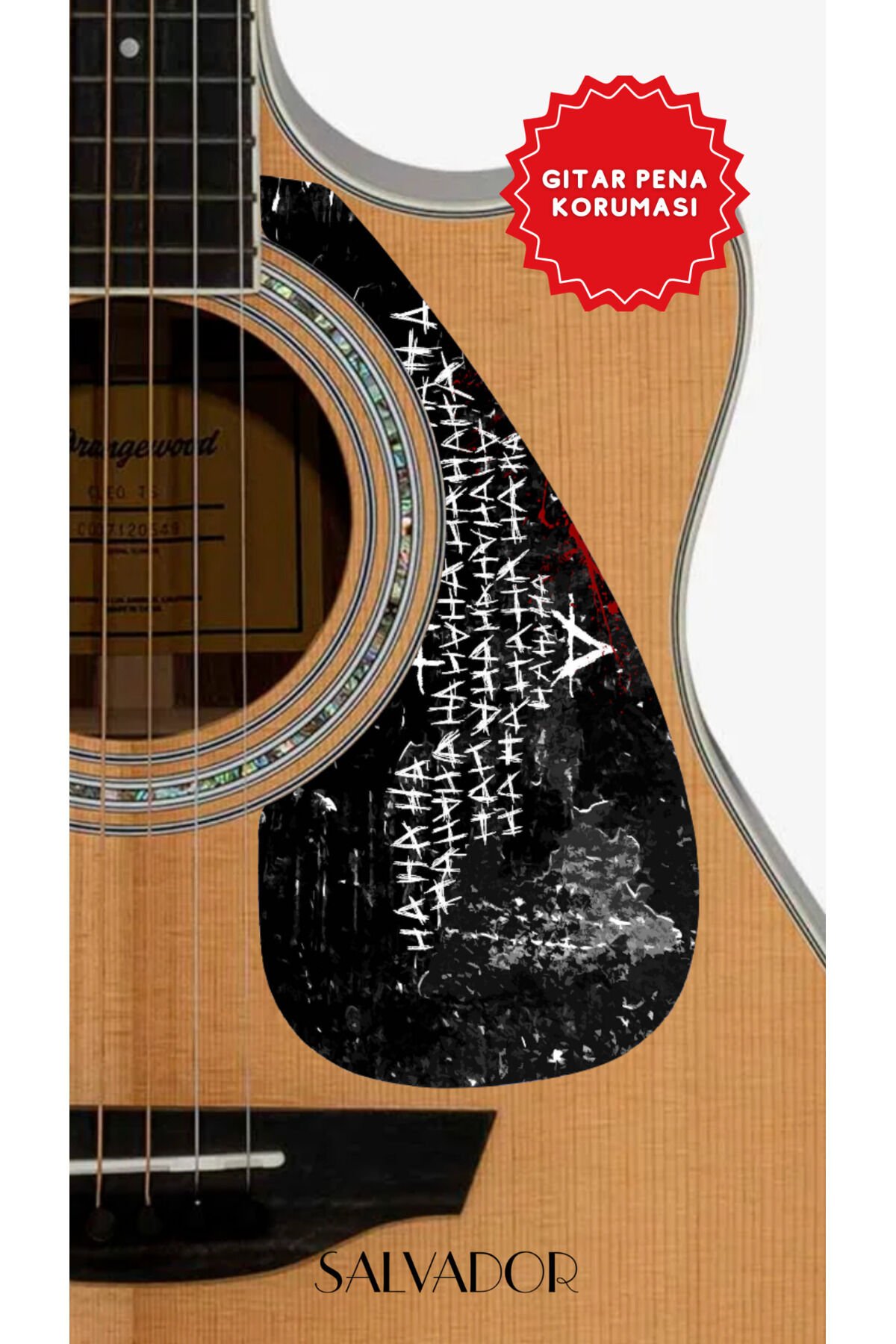 Akustik Gitar Pickguard - Kendinden Yapışkanlı Pena Korumalığı Hahaha