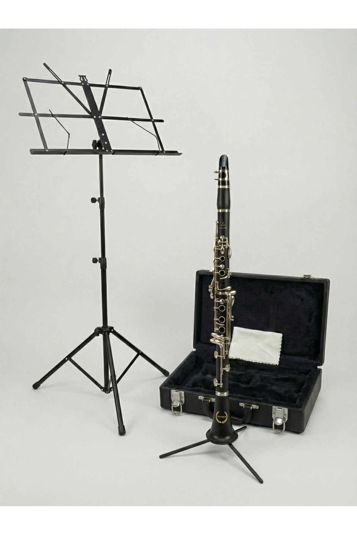 KL093 4 Yüzüklü Sol Klarnet - Abonoz Ağacı Tozu Kompozit, Nota Sehpası ve Özel Çanta Seti