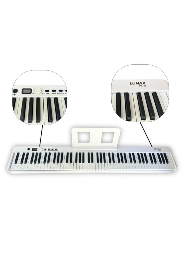 LUNAX PS-35 Katlanabilir Dijital Piyano 88 Tuş Beyaz