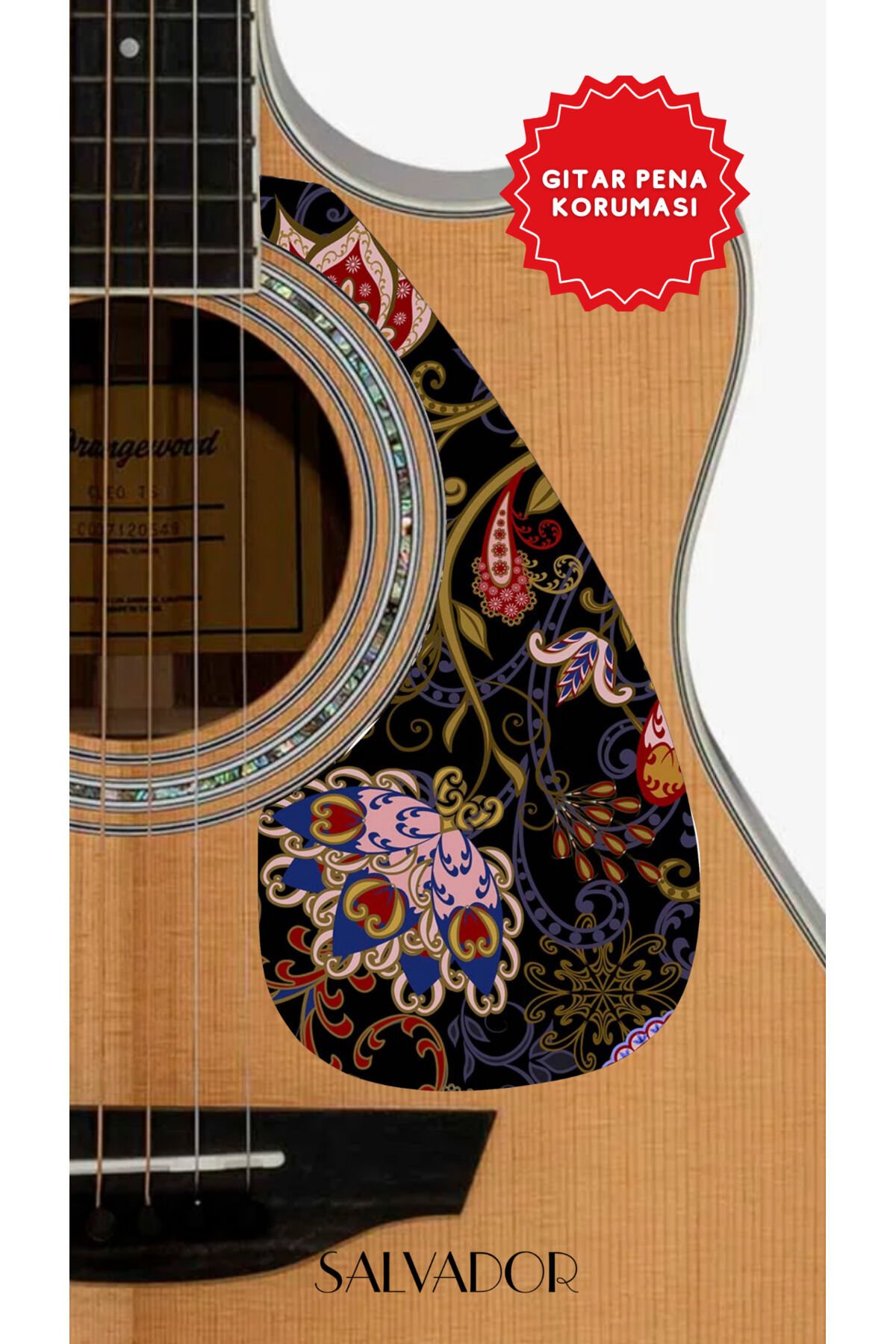 Akustik Gitar Pickguard - Kendinden Yapışkanlı Pena Korumalığı Vintage
