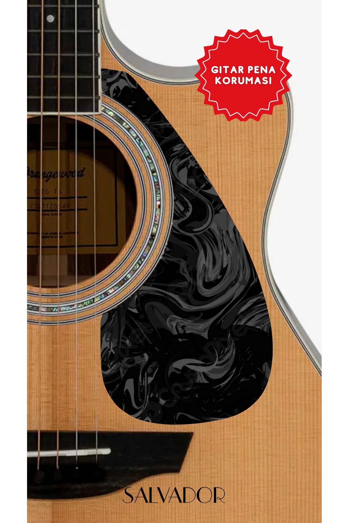 Akustik Gitar Pickguard - Kendinden Yapışkanlı Pena Korumalığı Granit