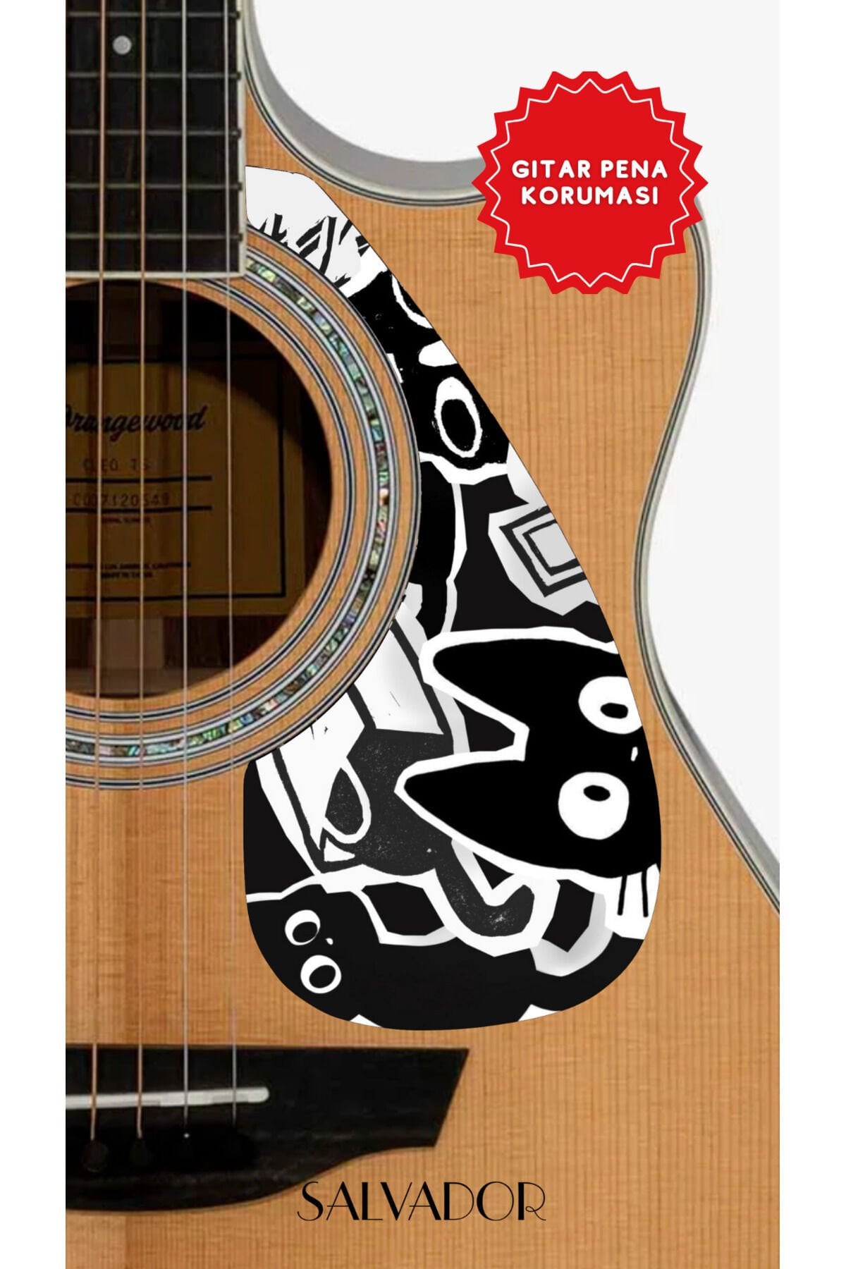 Akustik Gitar Pickguard - Kendinden Yapışkanlı Pena Korumalığı Cats