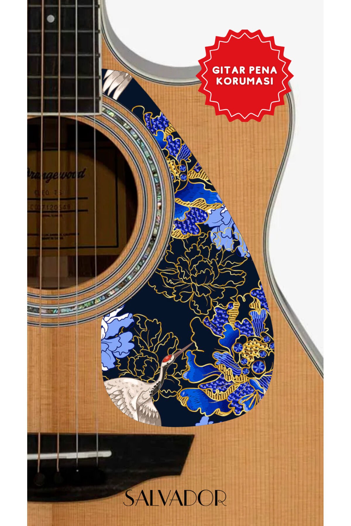 Akustik Gitar Pickguard - Kendinden Yapışkanlı Pena Korumalığı Blue Dream